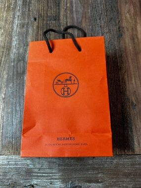 Hermes Orange Gift Bag with Black Rope Handles